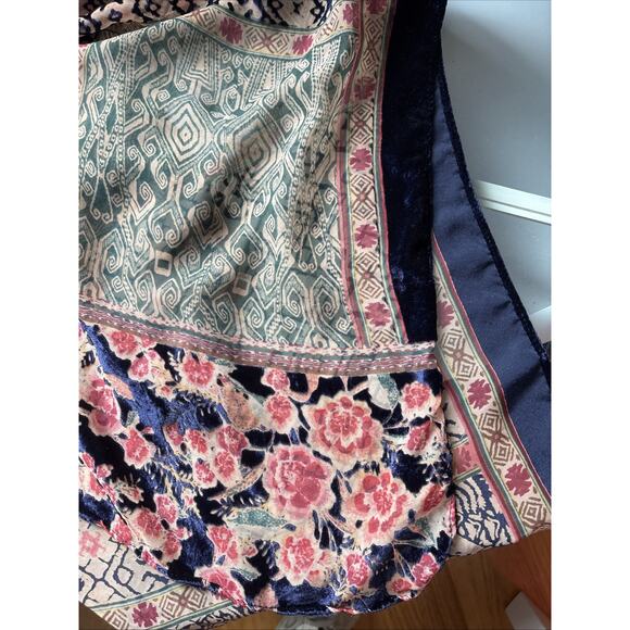 ANTHROPOLOGIE Frida Akemi + Kin Burnout silk Velvet Kimono tunic O/S Multi clr - Picture 16 of 16
